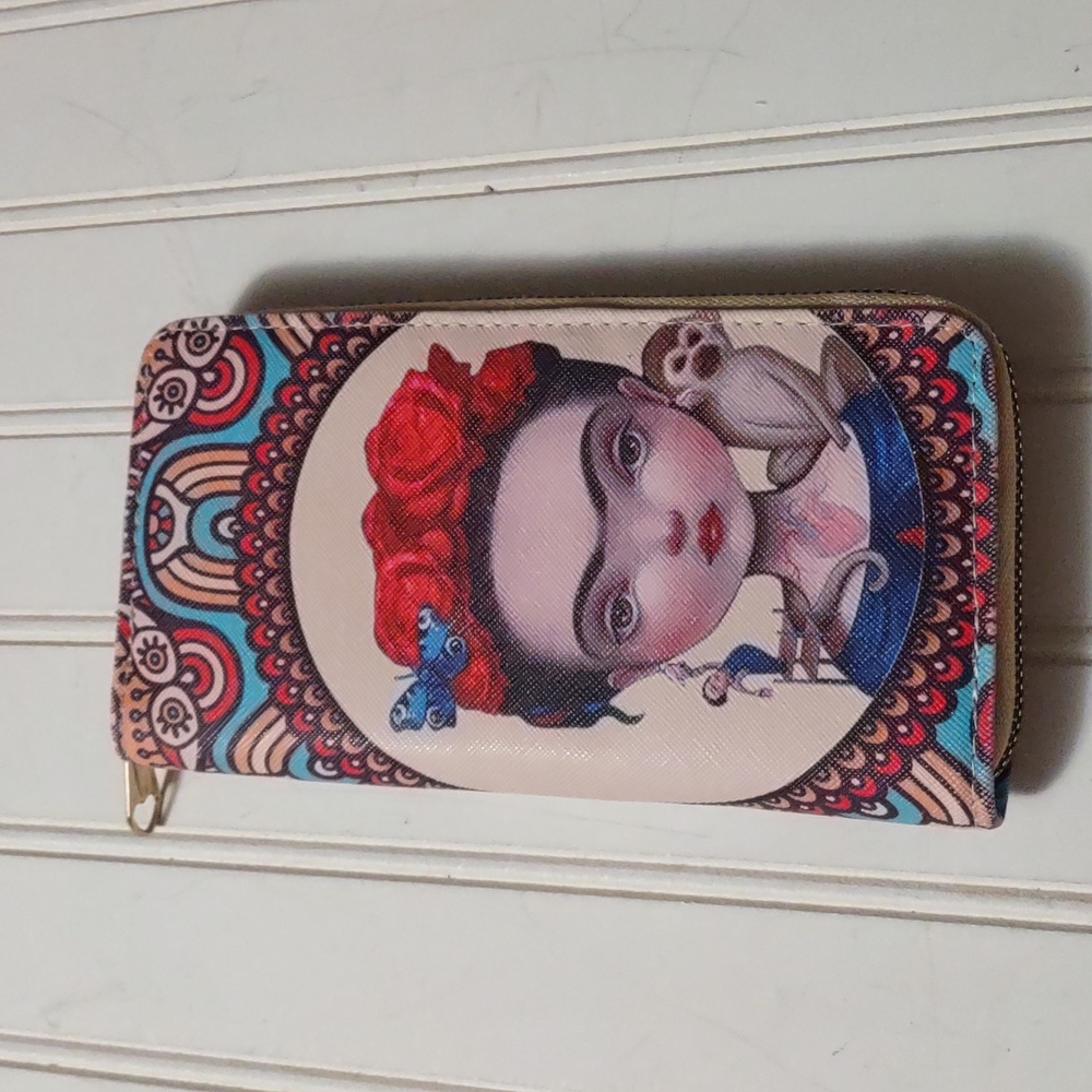 Frida Kahlo Print Clutch Wallet